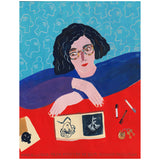 Self portrait with sketchbook