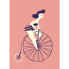 Woman Riding Vintage Bicycle